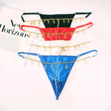 Personality Sexy Custom Name Gold Metal Letter Thong Panties Waist G-Strings Exotic Lingerie Breathable Underwear Ladies