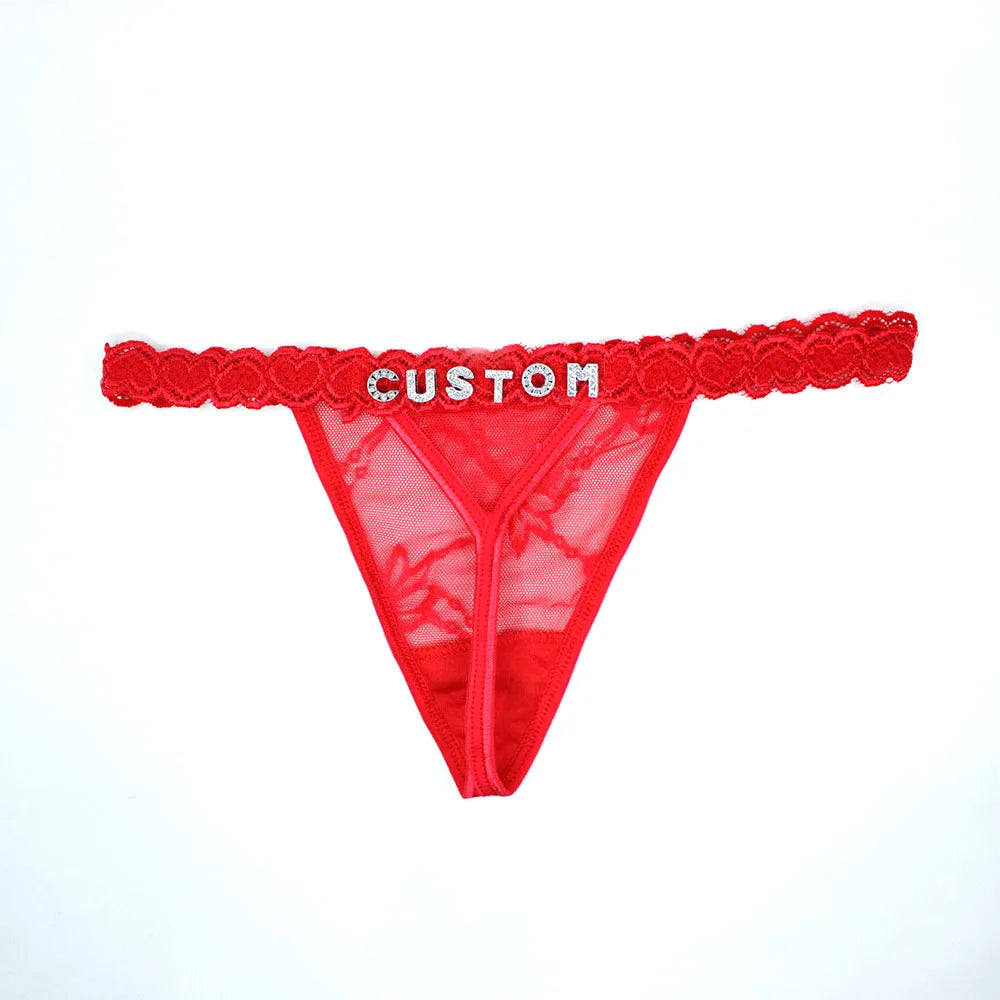 Custom Name Thong Panties Very Sexy Lace Underwear with Personalized Letters G-string Women Customized Gift for Hot Wife Lover