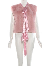 Cutenew Elegant Tank Tops Woman Autumn Trend Furry Comfortable o-Neck Bow Decoration Sweet Girl Street Fashion Y2K Style Vest