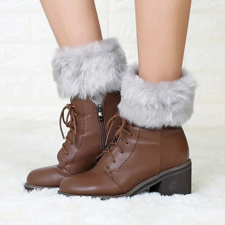 Women's Winter New Average Size Short Flip Flop Fur Warm Socks Boot Covers Knitted Wool Leg Warmers Breathable Anti-friction