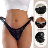 Personalized Rhinestone Letter Lace Thong for Women Custom Name Crystal G-String Panties Sexy Lingerie Gift