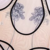 Toucheart Erotic Bodysuit Women's Printed Mesh Jumpsuit Sexy Intimate Hollow See-through Backless One-piece Underwear for Women