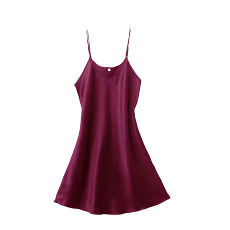 Women's Sexy Silk Satin Night Dress Sleeveless Nighties V-neck Nightgown Nightdress Plus Size Sleepwear Nightwear