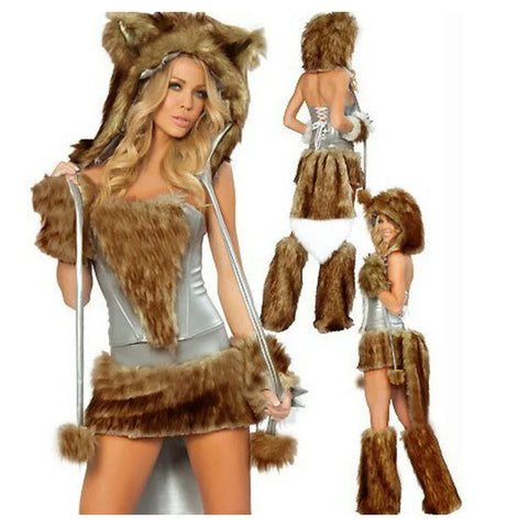 Halloween Costume Woman Furry Monster Fox Cat Cosplay Clothes Nightclub Party Dress up Rave Outfit Stage Wear 2025