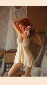 Home Temptation Pure Pajamas Panties Two-Piece Set Front Buckle Lace Nightgons Sexy Lingerie Beauty Back Suspenders Nightdress