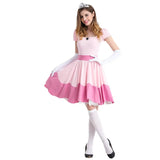Carnival Halloween Lady Peach Princess Queen Costume Birthday Party Pink Dress Outfit Cosplay Fancy Party Dress