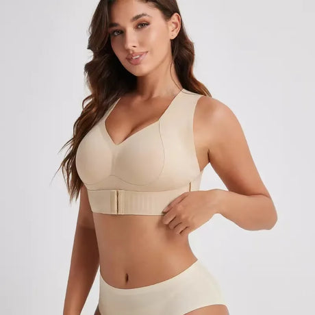 Women's Posture Correction Bras Seamless Wireless Push Up Bralette with Cross Back Support Female Lingerie