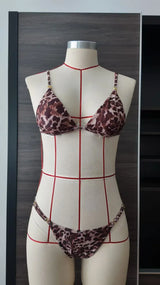 2025 Women's Leopard Print Triangle Strap-up Split Bikini Swimsuit Internet Celebrity Beach Seaside Sexy Bikini Swimsuit