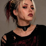 Street Style Gothic Punk Pu Leather Choker With O-Ring Adjustable Collar Necklace For Women, Perfect For Halloween