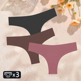 FINETOO 3PC Women Seamless Panties Sexy Brazilian Thong Female Low Waist Solid Color Briefs Comfortable Invisible G-string Panty