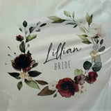 Personalised Sega Floral Wreath Robes Custom Bridal Robe Satin Wedding Bridesmaid Kimono Dressing Gown Bride to be Robe