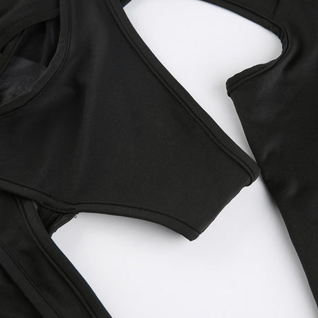 Women Bodysuits Long Sleeve High Neck Cut Out Leotard Body Top Y2K Gothic Club Shirts Summer Fall Streetwear