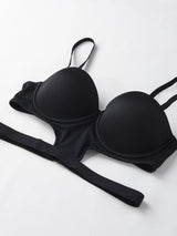 stylish sexy bra T-shirt underton beautiful back half cup smooth and exposed waist slim waist big exposed back push up bra