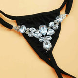 Fashion Briefs Panties Women Rhinestone Thong Club Dance Sexy Bikini Jewelry Accessories Panty Crystal Body Chain Rave Gifts
