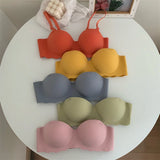Women's Small Chest Underwear Seamless Push Up Bras Wireless Bralette Detachable Straps Breathable Brassiere Backless Lingerie
