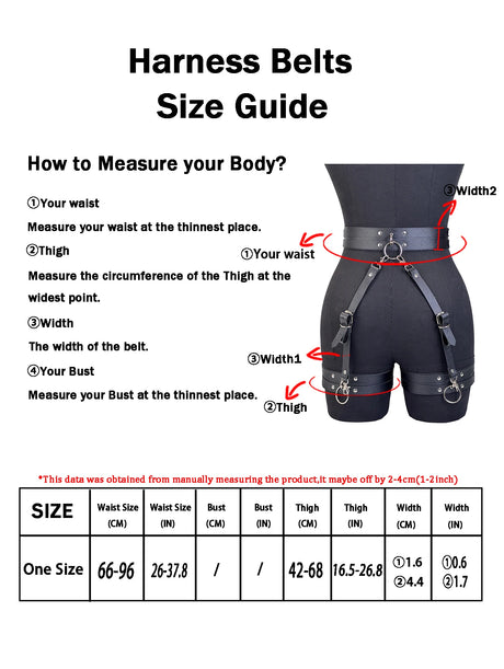 Women's Fashion PU Leather Gothic Y2K Harness Belt Leg Belt Punk Adjustable Vintage Thigh Strap for Daily Travel Wear