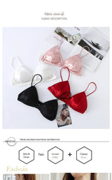 Women's French Style Bra Girl Wrapped Chest Adjustable Shoulder Strap Single Buckle Satin Sexy Tube Top Underwear Lingerie