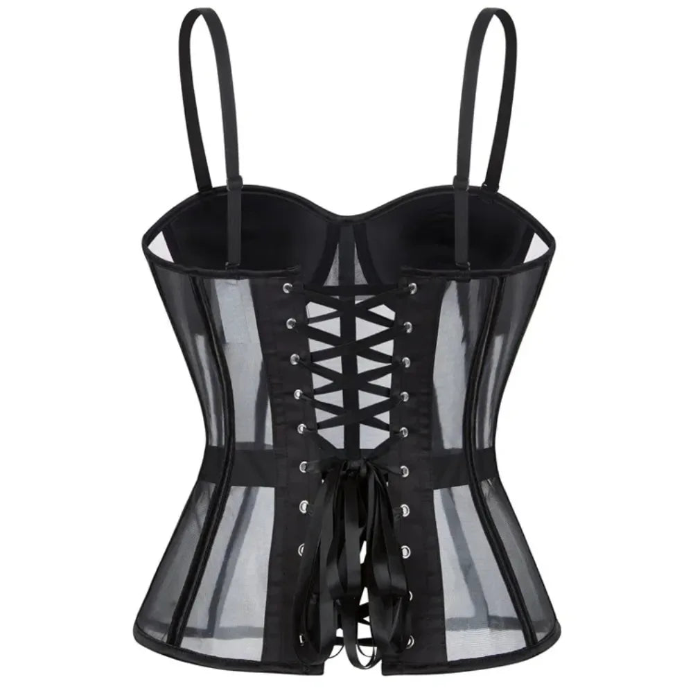 WSHKING Overbust Corset With Bra Korset Woman Strapless Bustier Top Mesh Women Lingerie Black White Sexy Lingerie