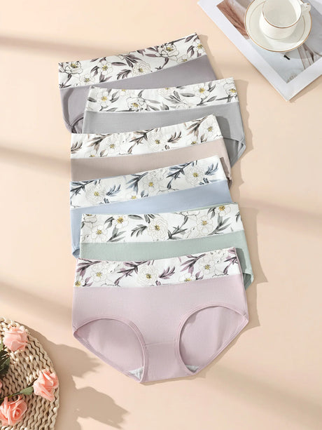 6Pcs Womens High Waist Cotton Briefs Soft Comfortable Breathable Tummy Control Butt Lift Shaping Underwear