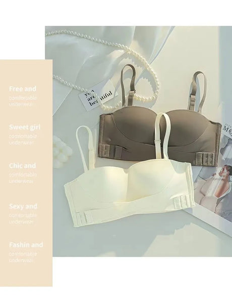 Big Breasts Underwear Sexy Lingerie S-Xl Plus Size Front Buckle Seamless One-piece Bra Cup Invisible Strapless Bra For Women