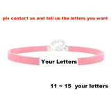 Sexy Rhinestone Letters Hotwife Collar Choker for Women Men DIY Customized Necklaces Pink Suede Leather Cosplay Jewelry Gift
