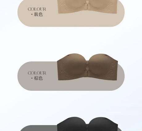 Front Fasten Balconette Bra Strapless - Lift Support Bralette Petite, Non Slip Invisible Comfort Everyday Wear Enhance Small Cup