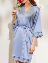 Personalised Sega Floral Wreath Robes Custom Bridal Robe Satin Wedding Bridesmaid Kimono Dressing Gown Bride to be Robe