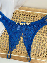 Custom Name Crystal Letter Briefs Sexy Lace Crotchless Knickers Hollow Waist Panties Open Gear Underpants Girlfriend Wife Gift