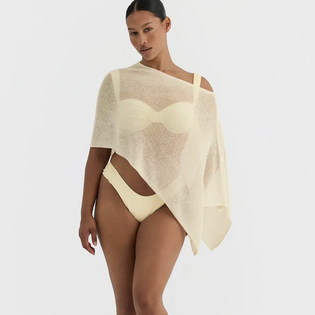 Casual Knit Top, Summer Beach Vacation Pool Party Sexy Sheer Cover-Up, Plain Fitted Design, Perfect for Relaxing and Stylish