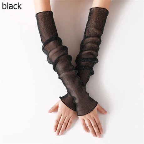 Cycling Bike Thin Arm Warmers Breathable Sunscreen Long-Sleeved Sun Protection Sleeves Driving Gloves Mesh Lace Gloves