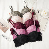 French Lace Half Cup Bra Women's Sexy Thin Top Thick Bottom Underwire Push Up Bra Comfortable Plus Size Bra Lingerie