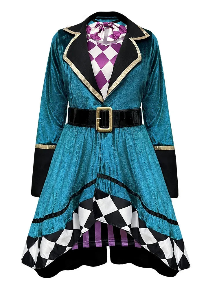 Magician Clown Cosplay Costume Alice Costume Circus Outfits Hatter Halloween Carnival Stage Performance Roleplay Clothes