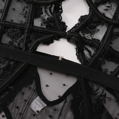 Toucheart Lace Sexy Skinny Babydoll Bodysuit Embroidery Erotic Private Adult Suit Solid Color Patchwork High Waisted Sexy Set