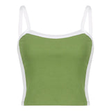 Sleeveless Knitted Crop Tops Green Sexy Basic Patchwork 2023 Summer Casual Cami Backless Y2k Vintage Tank Top Women