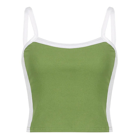 Sleeveless Knitted Crop Tops Green Sexy Basic Patchwork 2023 Summer Casual Cami Backless Y2k Vintage Tank Top Women