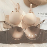 Half Cup of Scarless Suspender Bra Without Steel Rings Gathering Strapless Breasts for Women Adjustable Sexy Scarless Underwear