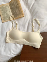 Plunge Neck Floral Demi Cup Bra Small Bust Wirefree Push Up Seamless Invisible Thin Cute Teen Girls Daily Wear Underwear