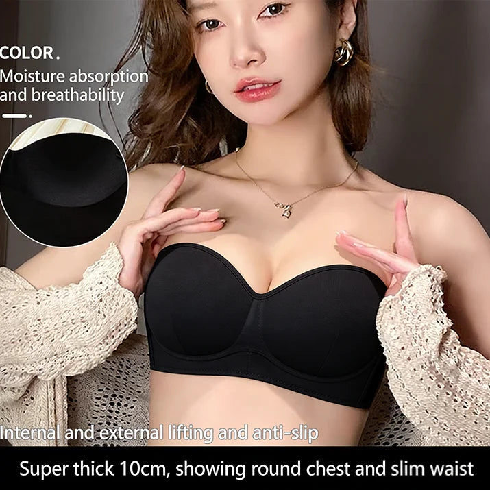 Sexy Seamless Half Cup Push-Up Bra Wire-Free Backless Stick-On Invisible Strapless for Small Breasts Underwear