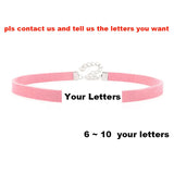 Sexy Rhinestone Letters Hotwife Collar Choker for Women Men DIY Customized Necklaces Pink Suede Leather Cosplay Jewelry Gift