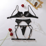 Sexy Strappy Lingerie Set Very Naughty Lingerie Garter Belt Push Up Bra Thong Harness Underwear Women Complete Intimate Outfits