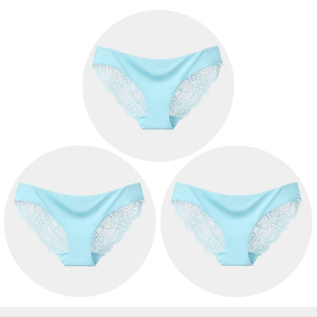 Women's Seamless Underwear Leopard Intimate Women Sexy Lace Black Floral Panties Seamless Panty 3pcs/set