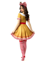 Gingerbread Woman Cosplay Costume for Women Christmas Halloween Masquerade Party Dress Set Stage Performance Fancy Outfit