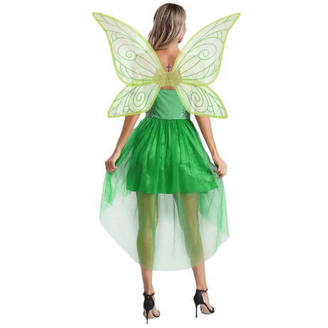 Women Playful Fairy Elf Wing Dress Cosplay Costume Christmas Halloween Fancy Dress for Festival Themed Party Role‑Playing Scene