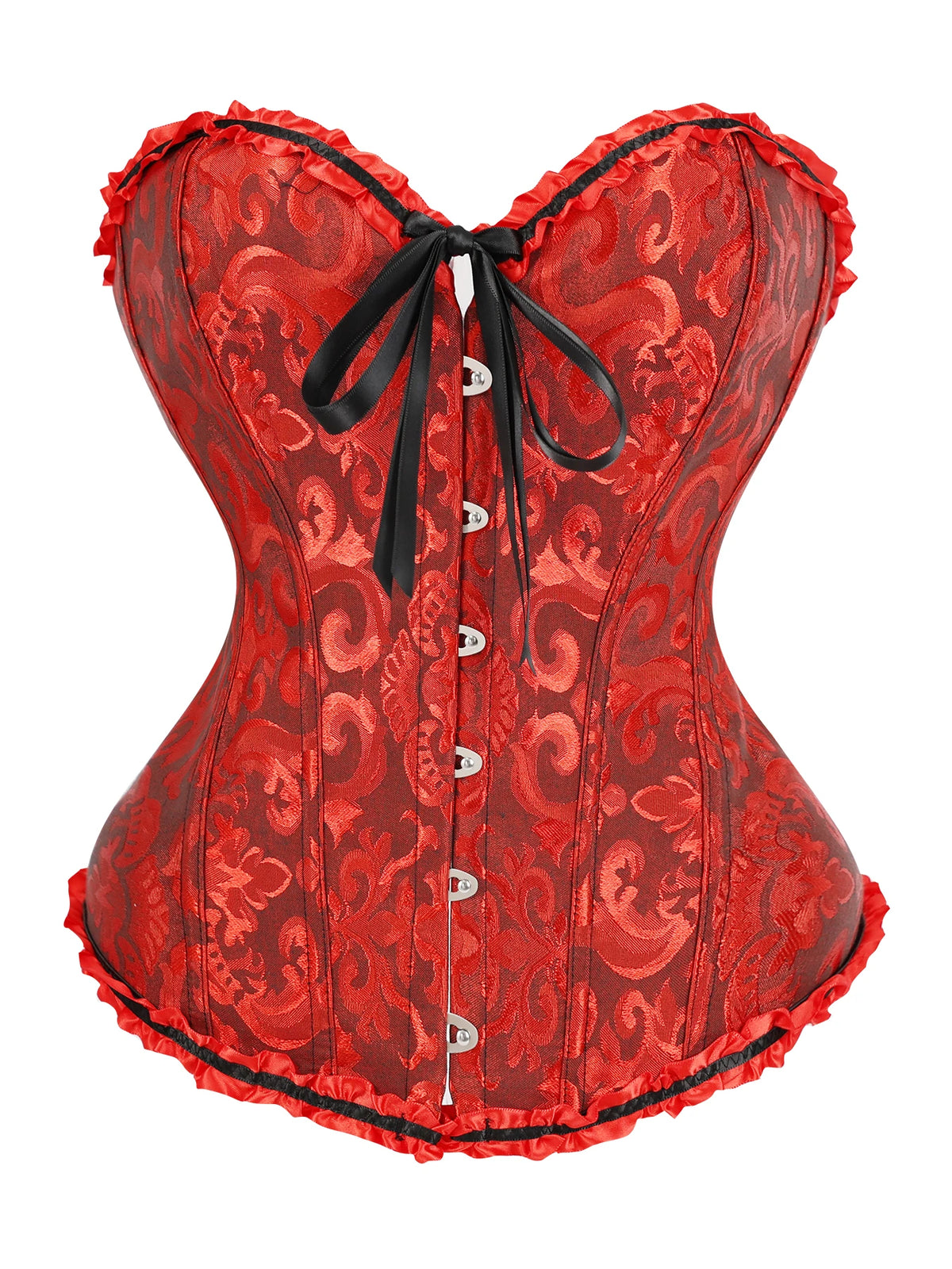 Women Bustier Corset Victorian Gothic Jacquard Front Busk Waist Cincher Halloween Party Wear