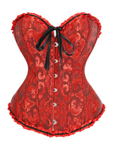 Women Bustier Corset Victorian Gothic Jacquard Front Busk Waist Cincher Halloween Party Wear