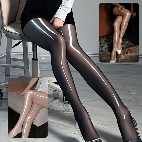 Ultra-thin Sexy Smooth Horse Oil Socks Shiny Glossy Pantyhoseanti-Hook Gloss Pantyhose High Waist Aurora Stockings Long Socks