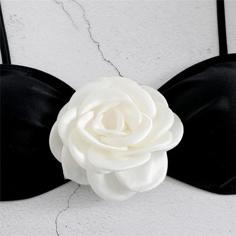 Sexy Flower Bandeau Swimwear Thong Bikini 2026 Women Lace-up Swimsuit Swimming Bathing Suit Brazilian Bikinis Sets Mujer Biquini