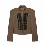 Women Vintage Slim Jacket Spring Women Trends Elegant Napoleon Jackets Ladies High Street Chic Shoulder Padded Blazer
