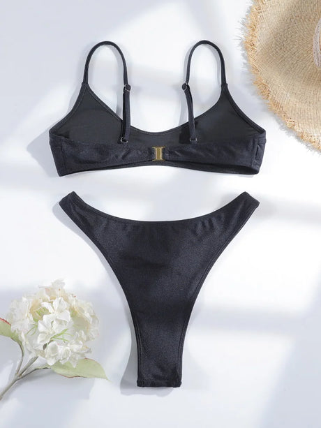 Miyouj Push Up Bathsuit Sexy Bikini Solid Two Piece Suit Triangle Swimwear 2026 Swimsuits Low Waist Bikinis High Cut Bathwear