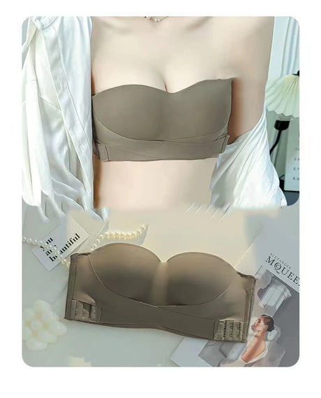 Big Breasts Underwear Sexy Lingerie S-Xl Plus Size Front Buckle Seamless One-piece Bra Cup Invisible Strapless Bra For Women